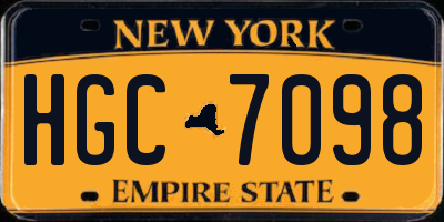 NY license plate HGC7098