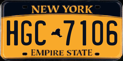 NY license plate HGC7106