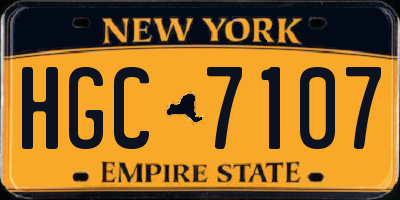 NY license plate HGC7107