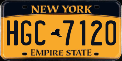 NY license plate HGC7120