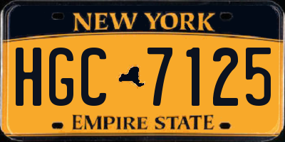NY license plate HGC7125
