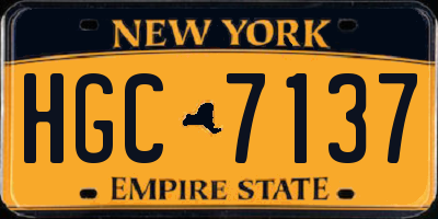 NY license plate HGC7137
