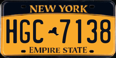 NY license plate HGC7138