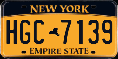 NY license plate HGC7139
