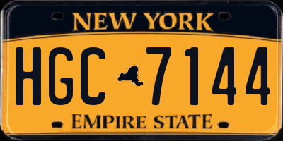 NY license plate HGC7144