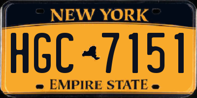 NY license plate HGC7151