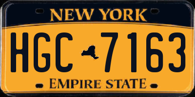 NY license plate HGC7163