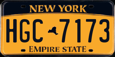 NY license plate HGC7173