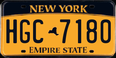 NY license plate HGC7180