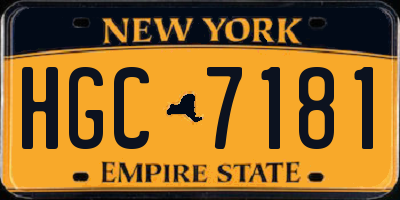 NY license plate HGC7181