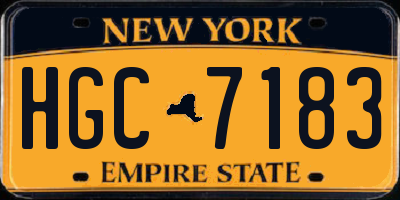 NY license plate HGC7183