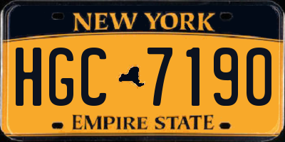 NY license plate HGC7190