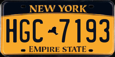 NY license plate HGC7193