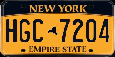NY license plate HGC7204