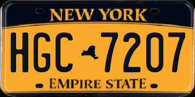 NY license plate HGC7207