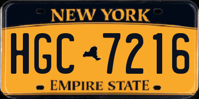NY license plate HGC7216