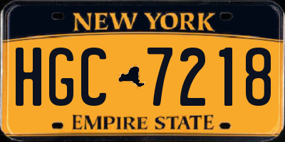 NY license plate HGC7218