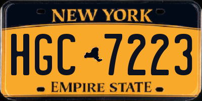 NY license plate HGC7223