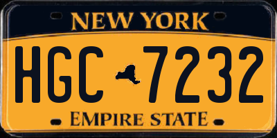 NY license plate HGC7232