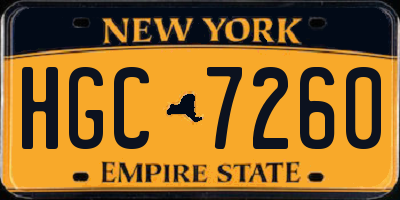 NY license plate HGC7260