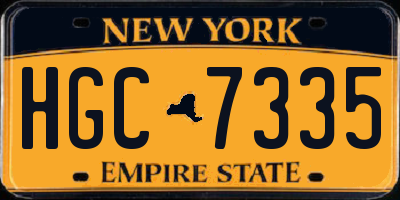 NY license plate HGC7335