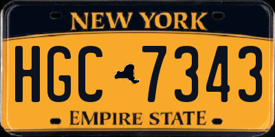 NY license plate HGC7343