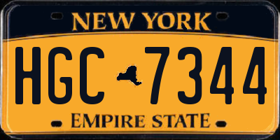 NY license plate HGC7344