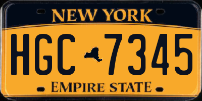 NY license plate HGC7345