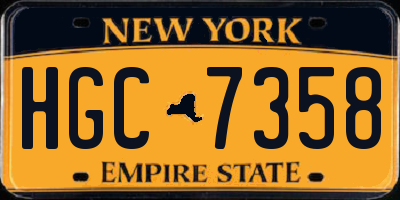 NY license plate HGC7358