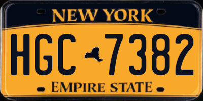 NY license plate HGC7382