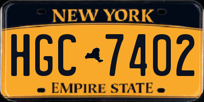 NY license plate HGC7402