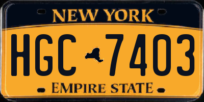 NY license plate HGC7403