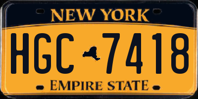 NY license plate HGC7418