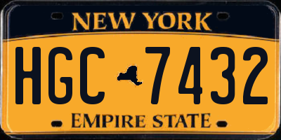 NY license plate HGC7432