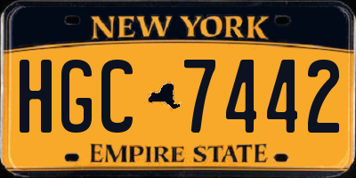 NY license plate HGC7442