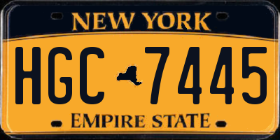 NY license plate HGC7445