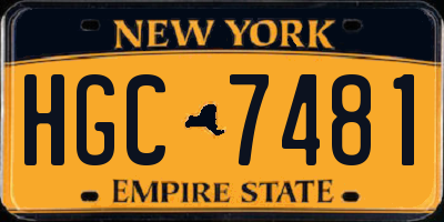 NY license plate HGC7481