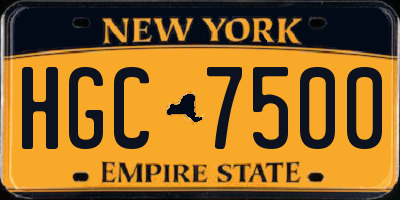 NY license plate HGC7500