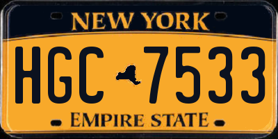 NY license plate HGC7533