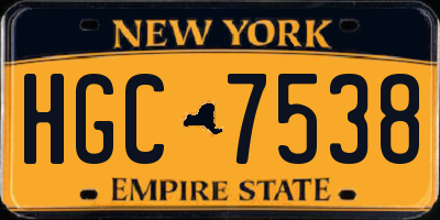 NY license plate HGC7538