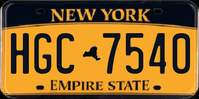 NY license plate HGC7540