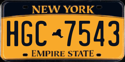 NY license plate HGC7543