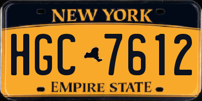 NY license plate HGC7612
