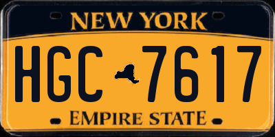 NY license plate HGC7617