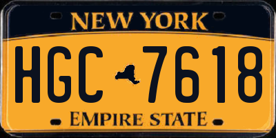 NY license plate HGC7618