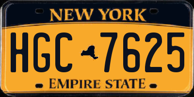 NY license plate HGC7625