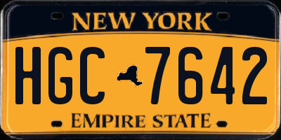 NY license plate HGC7642
