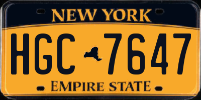 NY license plate HGC7647