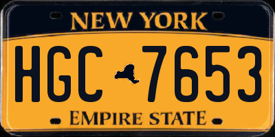 NY license plate HGC7653