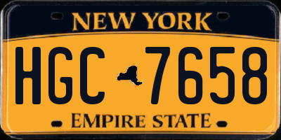 NY license plate HGC7658